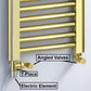 Small Dual Fuel 400mm x 900mm Shiny Gold Heated Towel Rail Radiator- (incl. Valves + Electric Heating Kit)