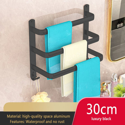  Grey Wall Mounted Bathroom Towel Rack Storage Organizer - Adjustable Width 30-80cm 