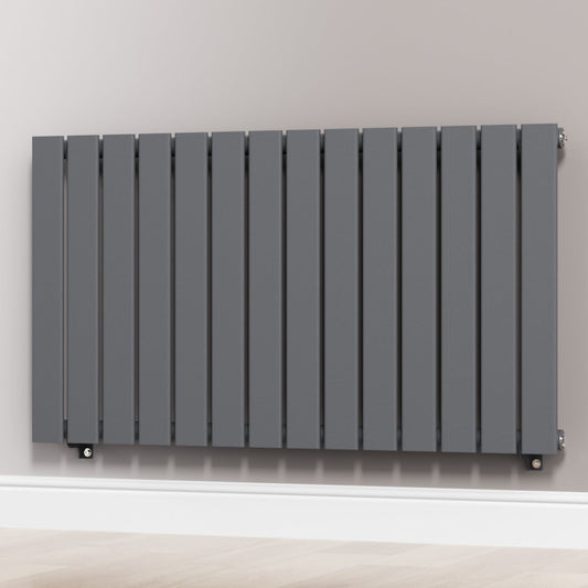 Designer 1060mm x 600mm Anthracite Gray Horizontal Single Flat Panel Radiator 2503 Btu