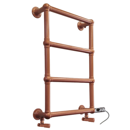 Dual Fuel 500 x 750mm Copper Look Designer Heated Towel Rail - (incl. Valves + Electric Heating Kit)