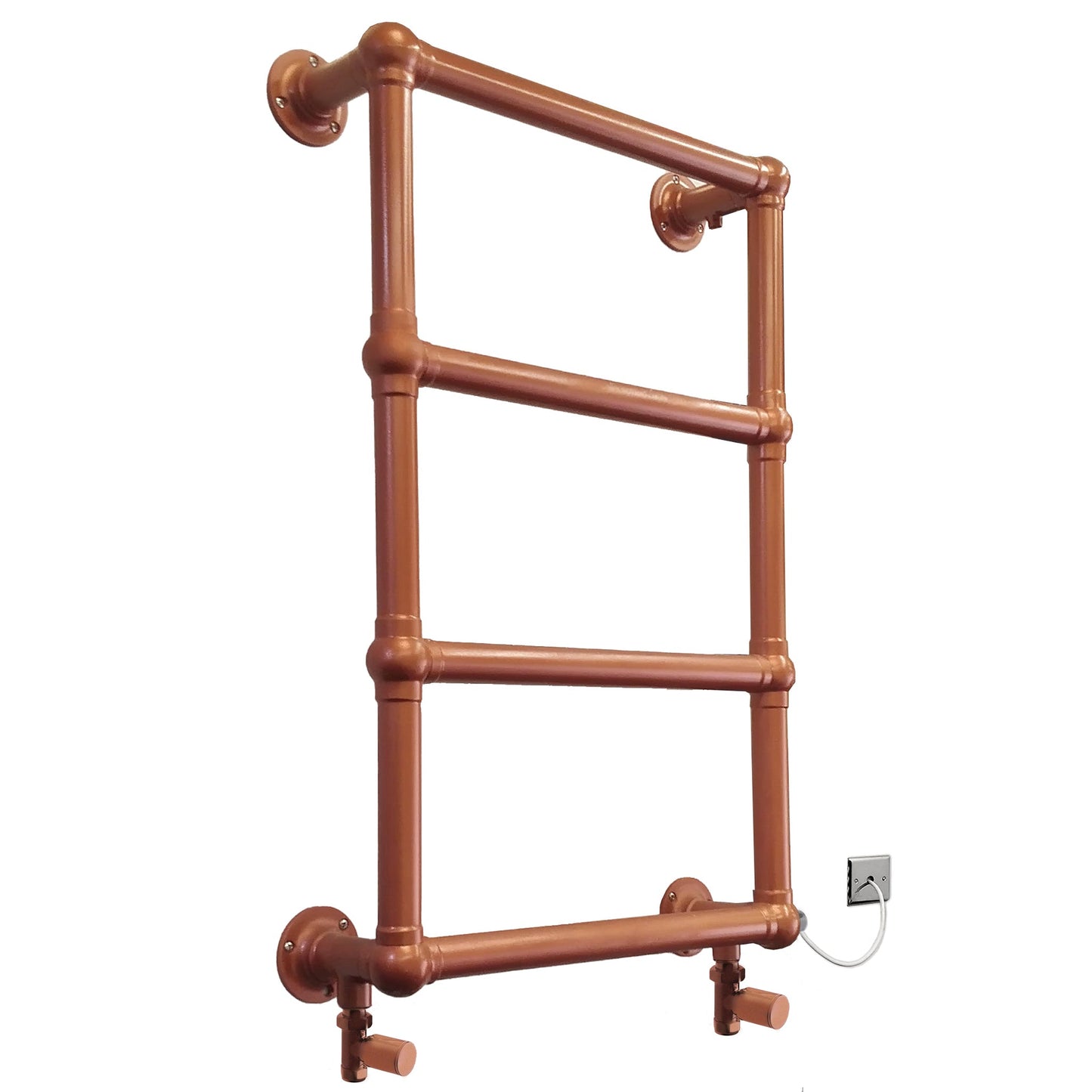 Dual Fuel 500 x 750mm Copper Look Designer Heated Towel Rail - (incl. Valves + Electric Heating Kit)