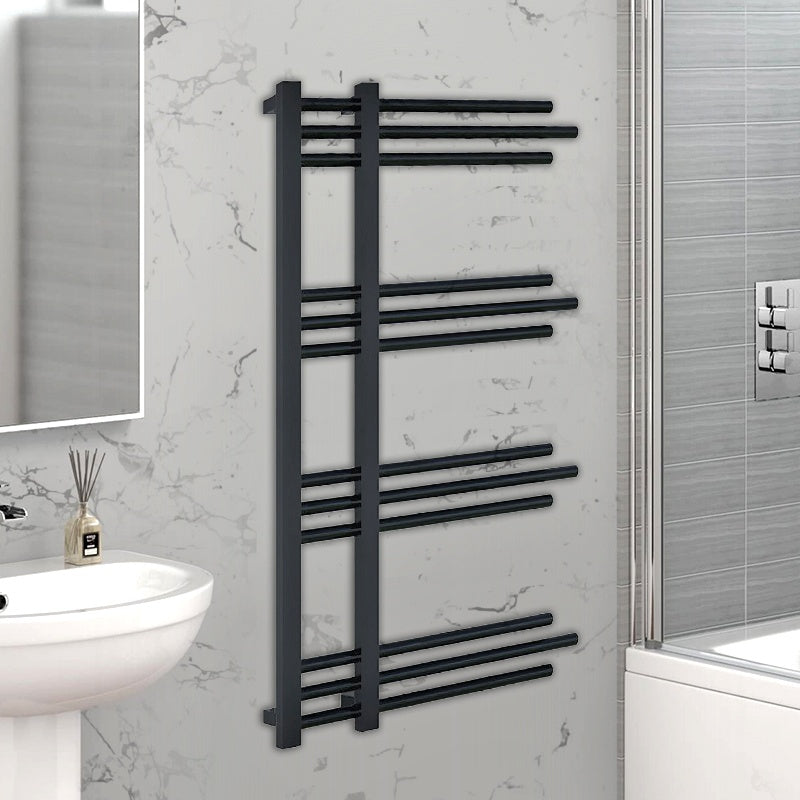 Small 500mm x 900mm Sydney Matt Black Designer Heated Towel Rail Radiator