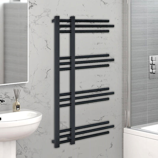 Small 500mm x 900mm Sydney Matt Black Designer Heated Towel Rail Radiator