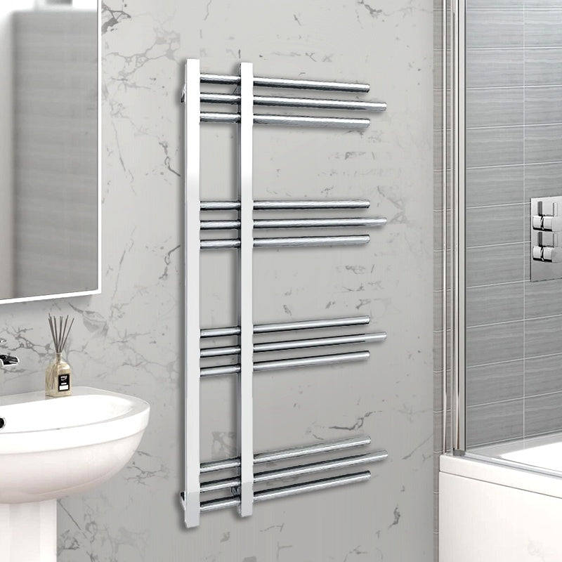 Small 500mm x 900mm Sydney Chrome Designer Heated Towel Rail Radiator