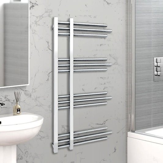 Small 500mm x 900mm Sydney Chrome Designer Heated Towel Rail Radiator
