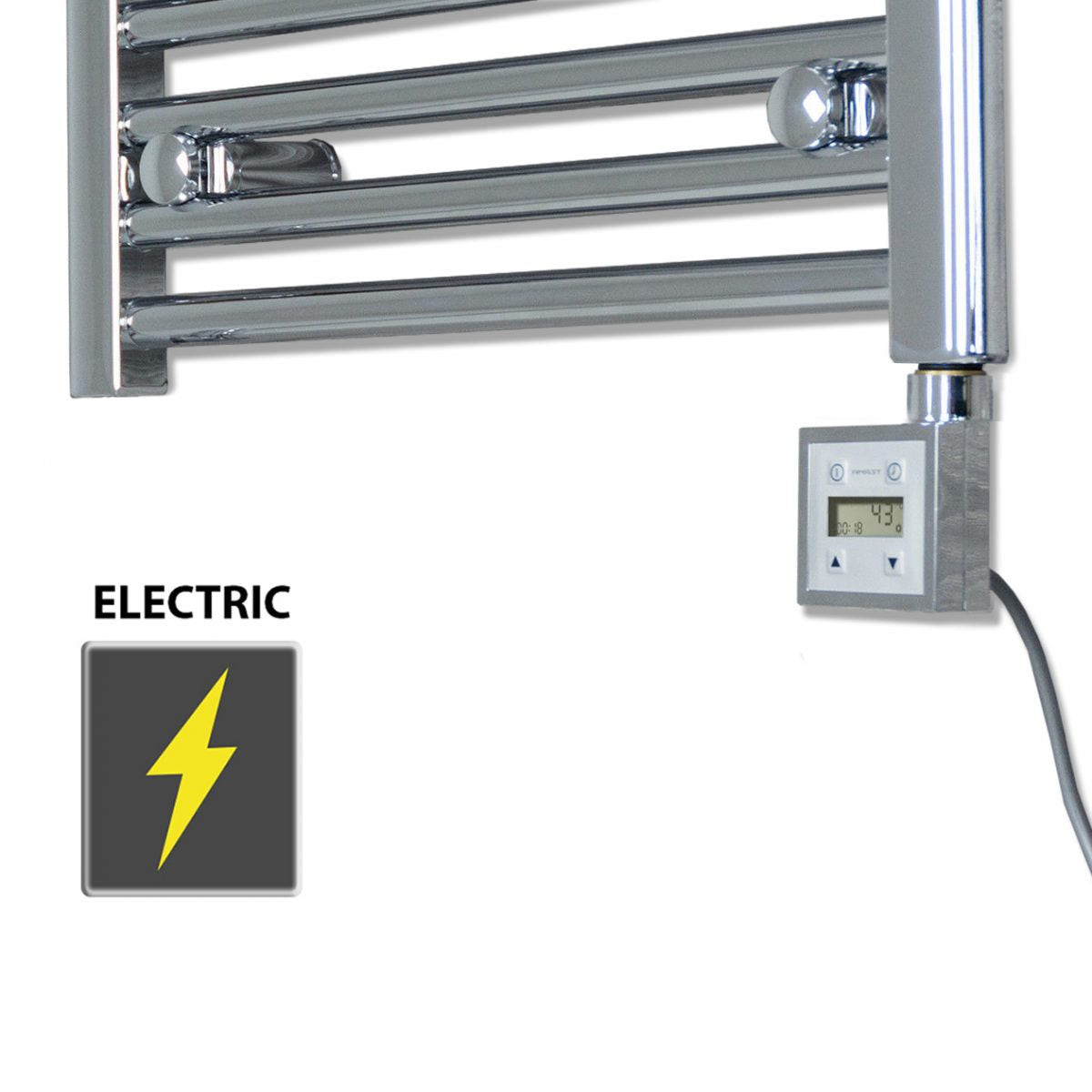 Small 450mm x 400mm Straight Chrome Electric Pre-Filled Heated Towel Rail Radiator