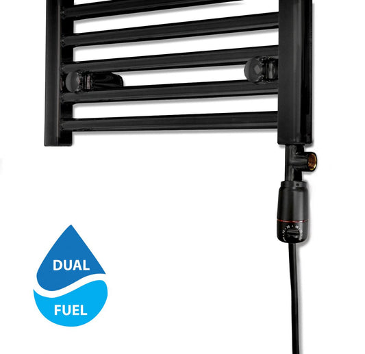 Black GT Thermostatic Heating Electric Element for Heated Towel Rail Radiator with T Pieces