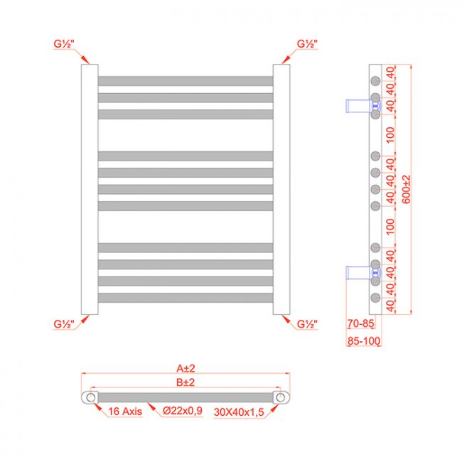 Small 500mm x 600mm Straight Chrome Electric Pre-Filled Heated Towel Rail Radiator