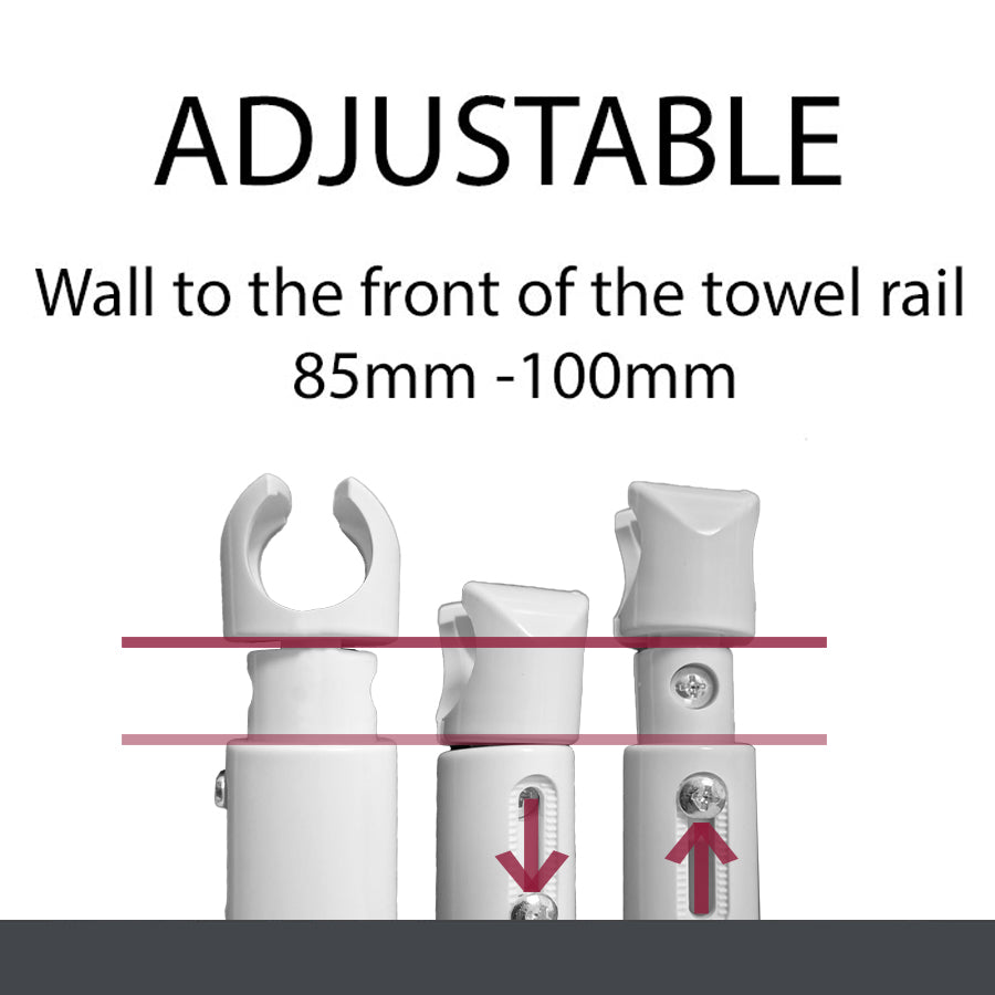 White UNIVERSAL Clamp brackets Heated towel RAIL radiator Flat Or Curved (19mm, 22mm, 25mm)