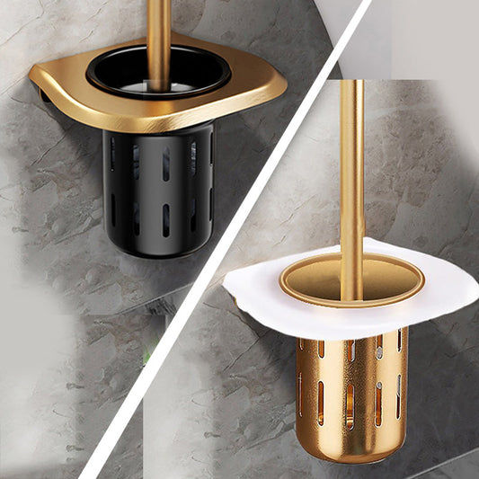 Gold Toilet Brush Holder with White Detail