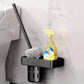 Black & Gray Toilet Brush Holder with Metal Bowl for Bathroom 