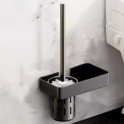  Black & Gray Toilet Brush Holder with Metal Bowl for Bathroom 