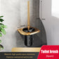 Gold Toilet Brush Holder with White Detail 