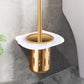 Gold Toilet Brush Holder with White Detail 