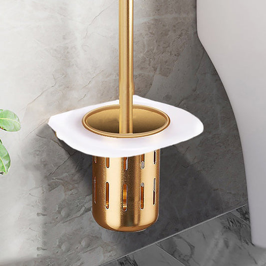 Gold Toilet Brush Holder with White Detail