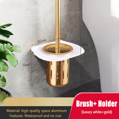  Gold Toilet Brush Holder with White Detail 