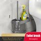 Black & Gray Toilet Brush Holder with Metal Bowl for Bathroom 