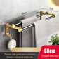 Black Wall Mounted Bathroom Towel Rail Holder - Storage for Towels (Two Bars) 