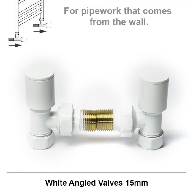 white valves on white towel radiators