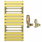 500mm Wide  x 1000 mm High Designer Flat Gold Heated Towel Rail Radiator With Towel Holders
