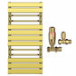 500mm Wide  x 1000 mm High Designer Flat Gold Heated Towel Rail Radiator With Towel Holders