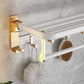 Gold Luxury Wall Mounted Towel Rail Holder - Bathroom Rack Shelf with Adjustable Hooks 