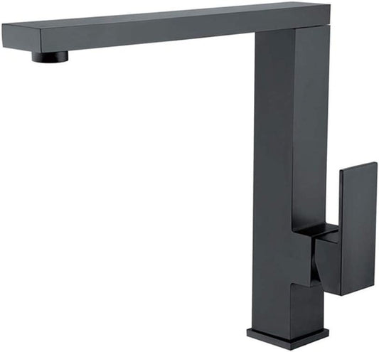 Elegant Geometric Black Brass Bathroom Tap with 360° Swivel Model Kpy 3003Mb