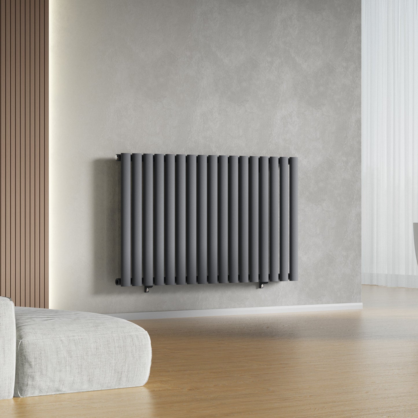 Designer 1020mm x 600mm Anthracite Gray Horizontal Single Column Radiator, 2370 BTU