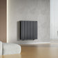 Designer 660mm x 600mm Anthracite Gray Horizontal Double Column Radiator, 2851 BTU