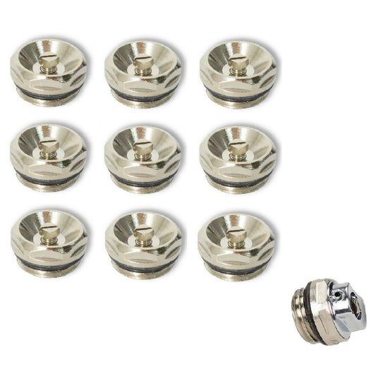 Radiator 15mm Air Vent Bleed Plug Valve 1/2" Chrome 10 PCS