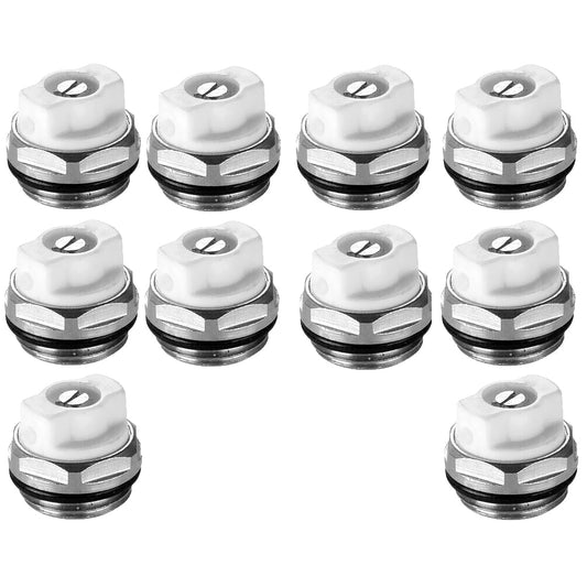 Radiator Air Vent Bleed Plug Valve 1/2"(15mm) 10 PCS White