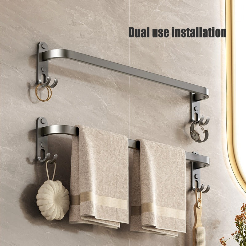 Black Bathroom Towel Rack Storage Organizer, Wall Mount Hanger, Widths 30-80cm