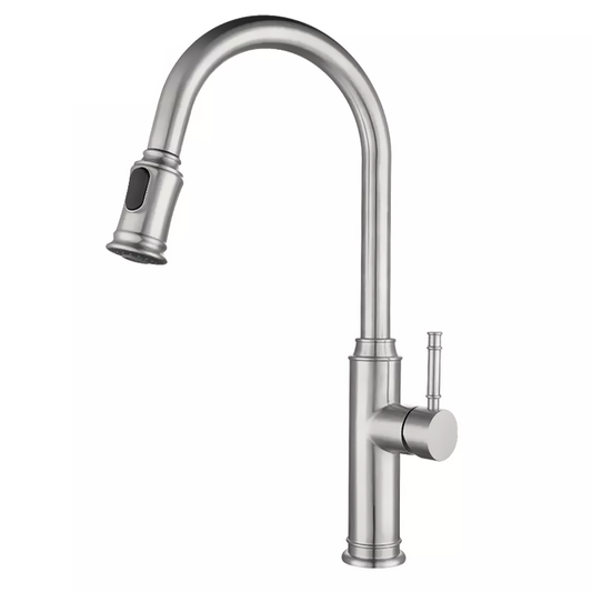 Stainless Steel Kitchen Faucet 360 Flexible Pull Out Hose Dual Spray Chrome Tap Mixer Model KPY-30216
