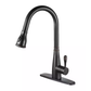 Stainless Steel Kitchen Faucet 360 Flexible Pull Out Hose Dual Spray Black Tap Mixer Model KPY-30221