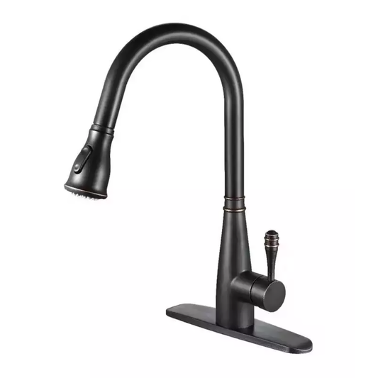Stainless Steel Kitchen Faucet 360 Flexible Pull Out Hose Dual Spray Black Tap Mixer Model KPY-30221