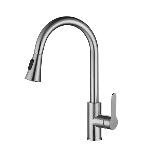 Stainless Steel Kitchen Faucet 360 Flexible Pull Out Hose Dual Spray Chrome Tap Mixer Model KPY-30210
