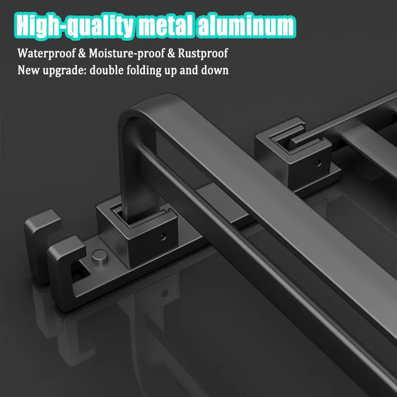 Aluminium Grey Anthracite Towel Rail Holder Wall Mounted Rack Shelf For a Bathroom