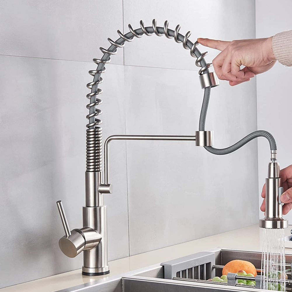 Stainless Steel Kitchen Faucet 360 Flexible Bendable Swivel Dual Spray Chrome Tap Mixer Model KPY-30235