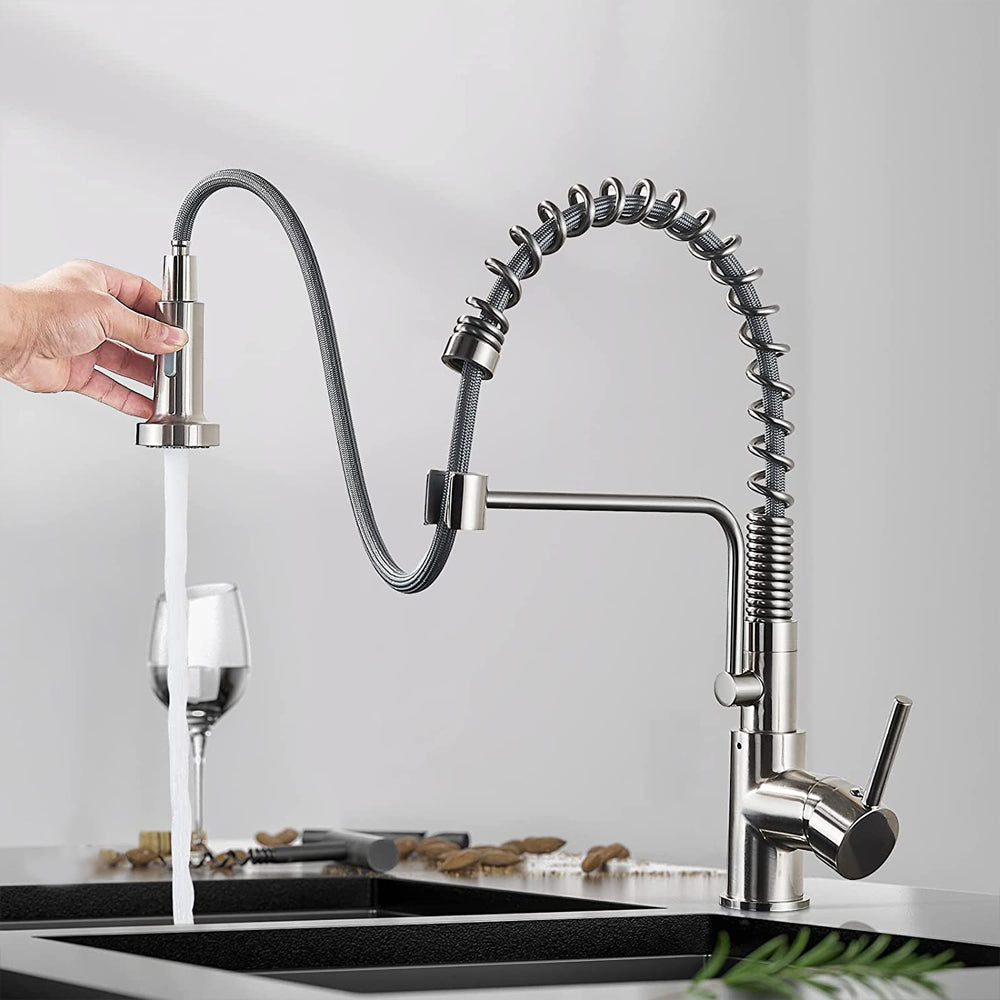 Stainless Steel Kitchen Faucet 360 Flexible Bendable Swivel Dual Spray Chrome Tap Mixer Model KPY-30235