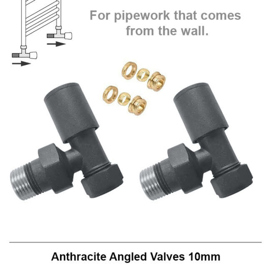 Standard Anthracite Angled Radiator Valves 10mm Pair