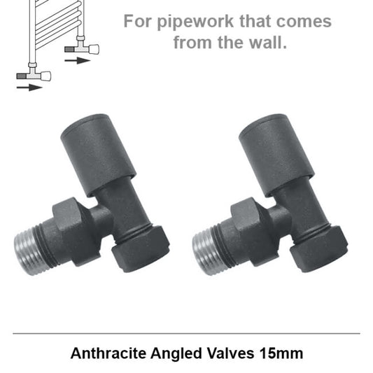 Standard Anthracite Angled Radiator Valves 15mm Pair