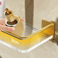 Bathroom Shelf Towel Hanger Gold Detail Transparent Wall Mounted Shelf Organizer