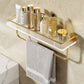 Bathroom Shelf Towel Hanger Gold Detail Transparent Wall Mounted Shelf Organizer