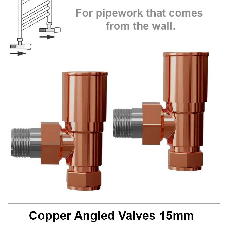Angled Copper Radiator Valves 15mm Pair