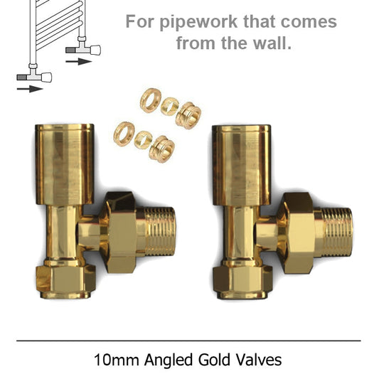 Standard Gold Angled Radiator Valves 10mm Pair