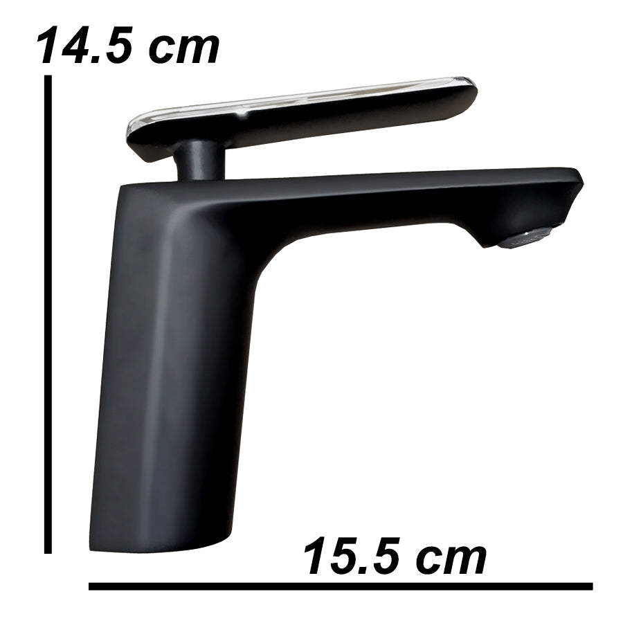 Elegant Black Brass Bathroom Tap With a Silver Detail KPY-1248548BC