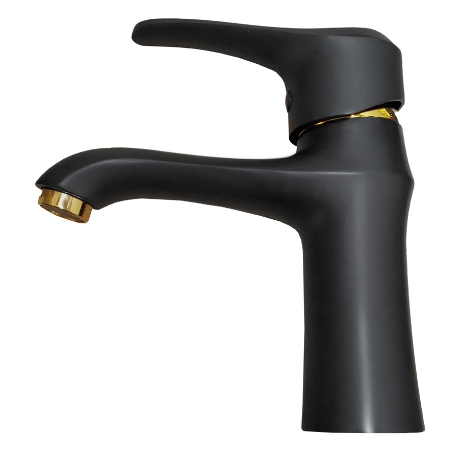 Elegant Black Brass Bathroom Tap With a Gold Detail KPY-5109BG