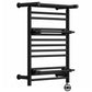 490 x 680mm Wide Black Electric Towel Rail Radiator Top Shelf & Two Towel Holder OSLO For Bathroom & Kitchen