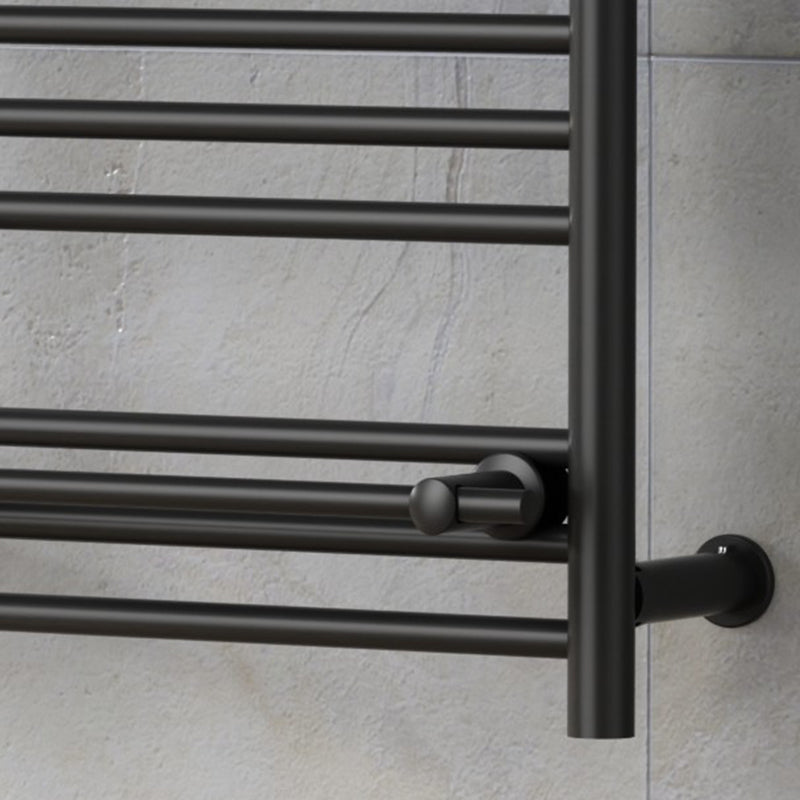 490 x 680mm Wide Black Heated Towel Rail Radiator Top Shelf & Two Towel Holder OSLO For Bathroom & Kitchen