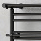 490 x 680mm Wide Black Heated Towel Rail Radiator Top Shelf & Two Towel Holder OSLO For Bathroom & Kitchen